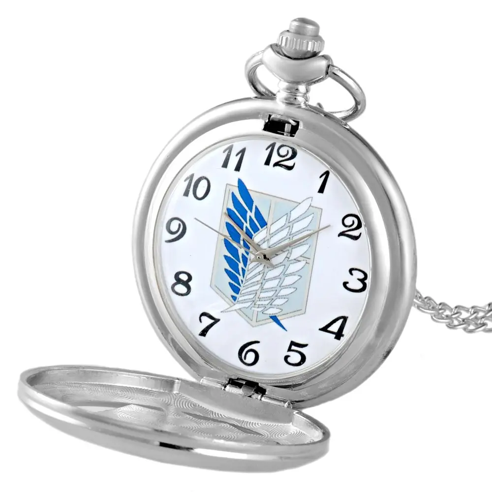 IBEINA Мода серебро атака на Титанов кварцевые карманные часы с цепочкой Ретро для