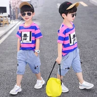 summer 2021 baby boys clothing sets short sleeve boys t shirts with cartoon pattern shorts pants handsome mid big boy suits