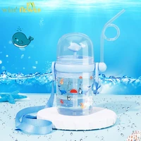 250ml whale sprays water bottle for children play learn feeding juice milk anti fall cartoon outdoor kettle kids cups with straw