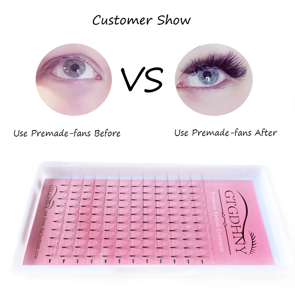 3-10d готовые объемные ресницы с коротким стержнем накладные из Кореи шелковые