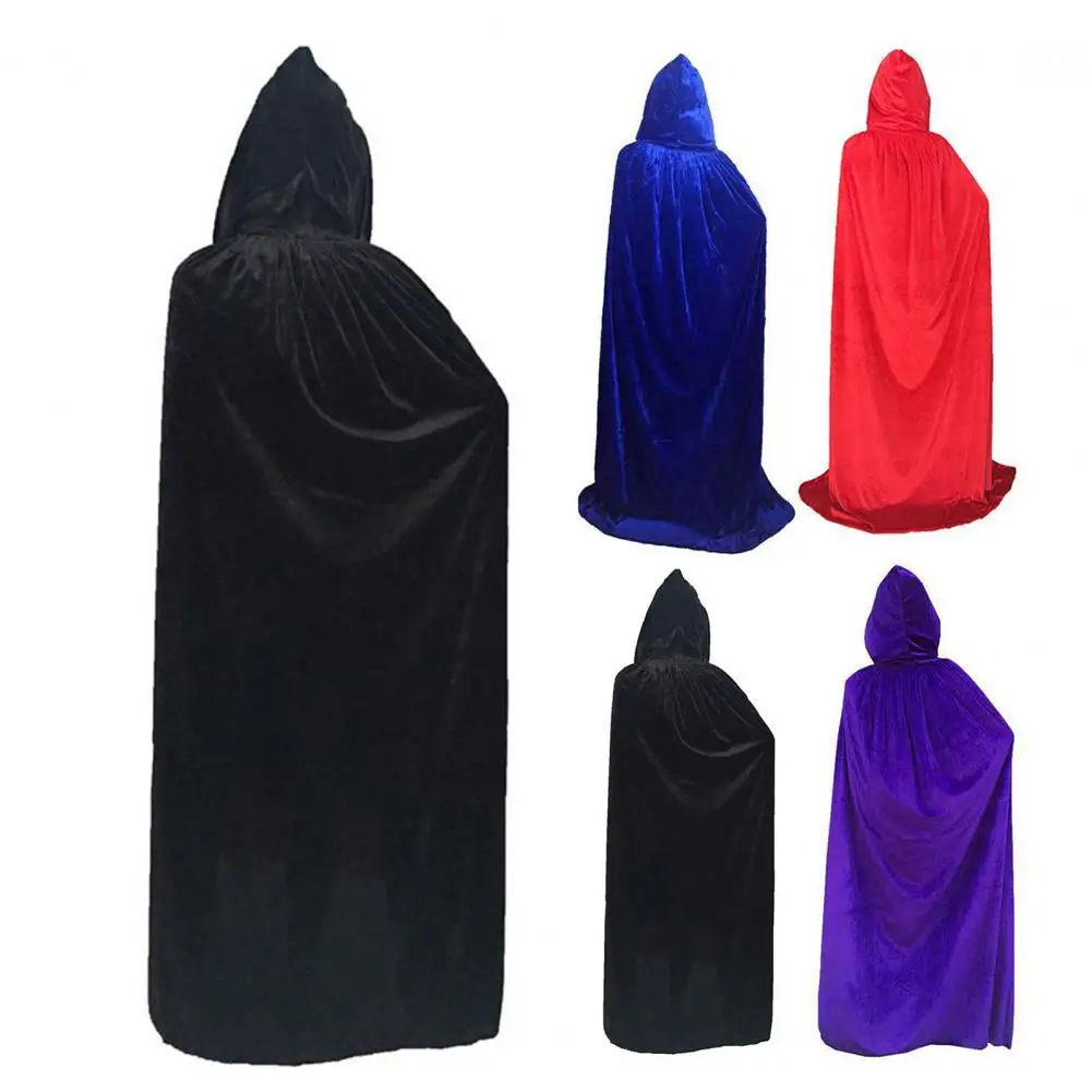 

Thicker Unisex Adult Halloween Velvet Cloak Cape Hooded Medieval Costume Witch Wicca VampireS Halloween Costume Dress Coats