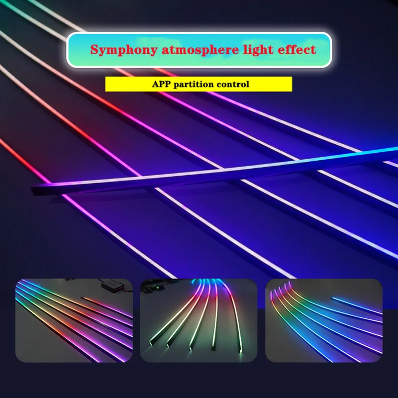 6 in 1 symphony car ambient lights rgb car interior acrylic light guide fiber optic universal car decoration atmosphere lights free global shipping