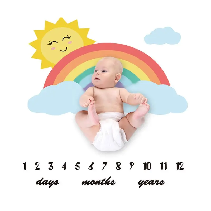 

100x120 см Детские веху памятная Одеяло новорожденных фон для фотосъемки из ткани с рисунком радуги и Clound Опора Одеяло