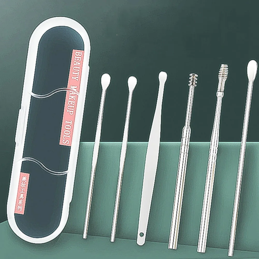 

Household portable ear pick six-piece set spiral spring ear picking tool set 6-piece picking ear pick