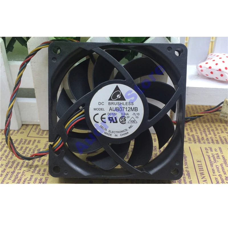 Вентилятор для процессора Delta 7 см 4 контакта ШИМ AUB0712MB 800 A беззвучный