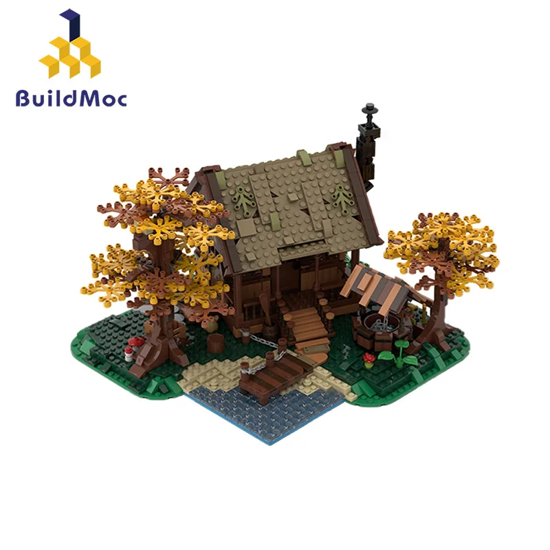 

Buildmoc, архитектура, семейный кабин, 1369 шт. кирпичей, модель MOC, строительные блоки, игрушки для детей, игрушки «сделай сам», подарки для детей