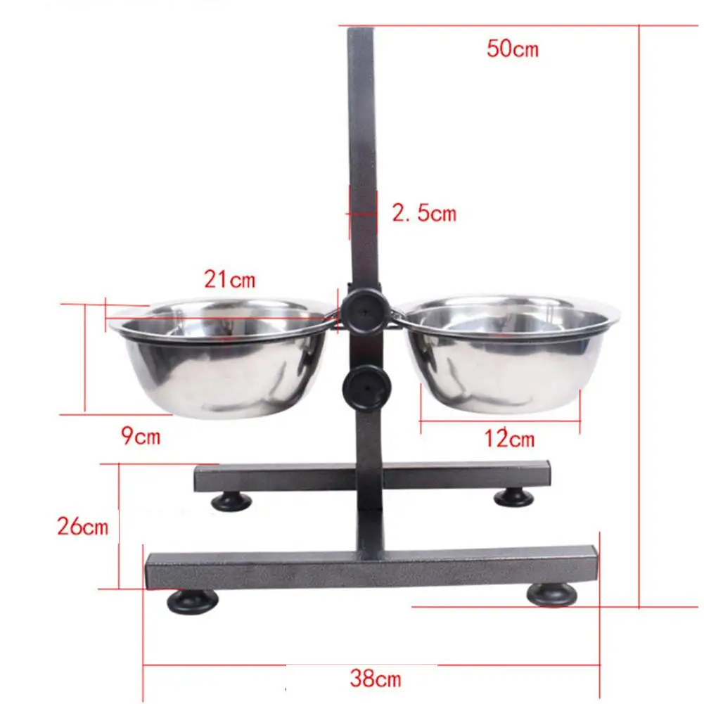 Регулируемая двойная миска для собак из нержавеющей стали домашних животных