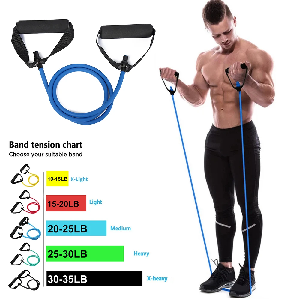 

Латексные Эспандеры с ручками, эластичная лента для фитнеса, 5 уровней, для домашних тренировок