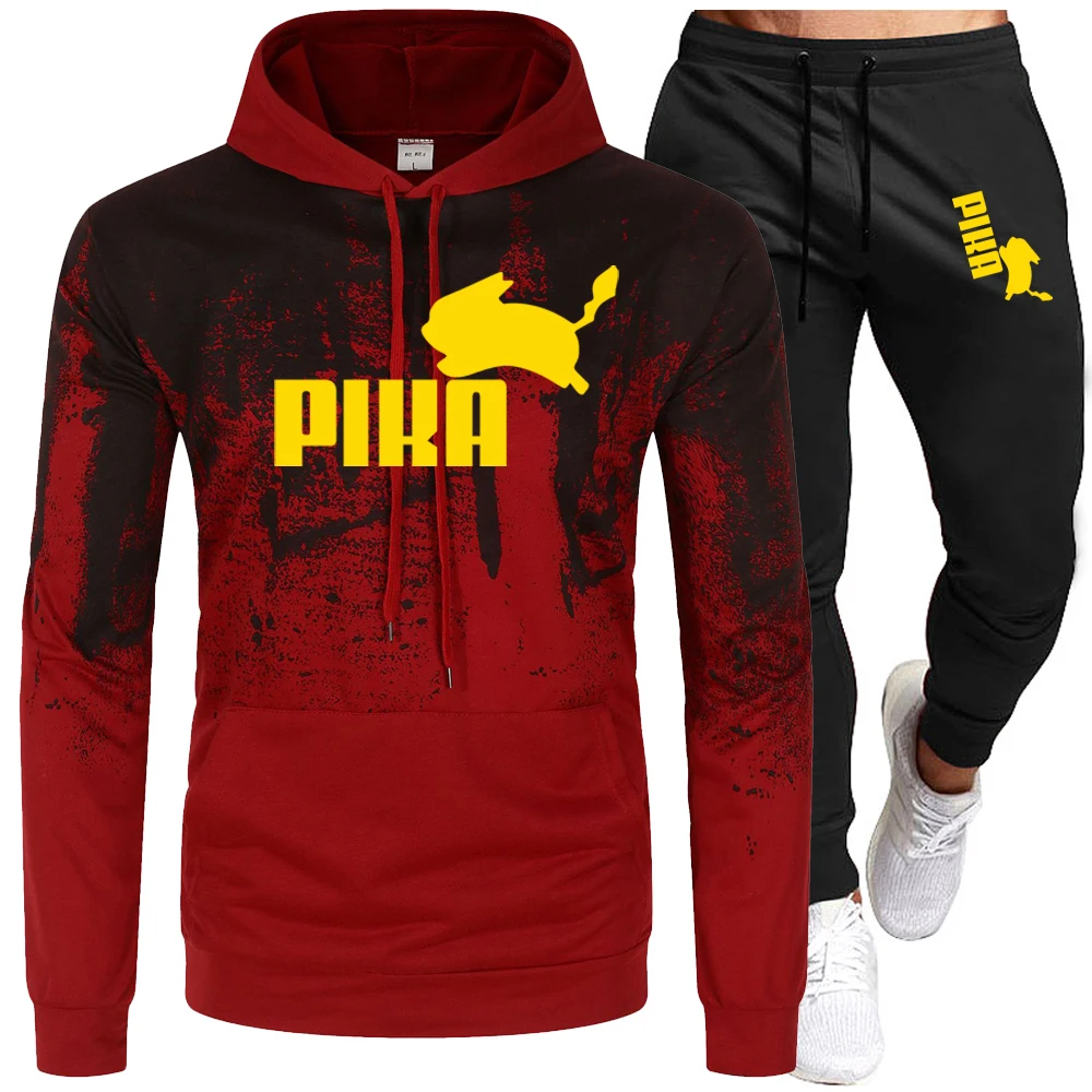 

Комплект спортивный мужской из 2 предметов, толстовка с капюшоном и штаны, тонкая кофта с капюшоном, пуловер, свитшот, худи, весна-осень