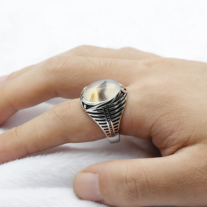 Мужское и женское кольцо из серебра 925 пробы с натуральным камнем|Кольца| |