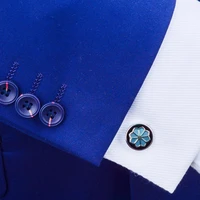 savoyshi shirt cuff links for mens cuff buttons round blueblack enamel flower high quality cufflinks wedding shirt accessories