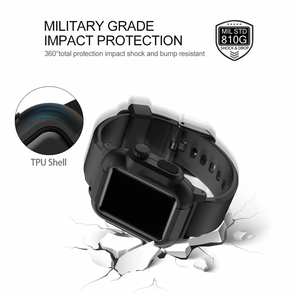 Waterproof case + strap for Apple Watch band 6 5 4 SE  iwatch band 44mm 40mm Silicone Strap iwatch 3 42mm Accessories