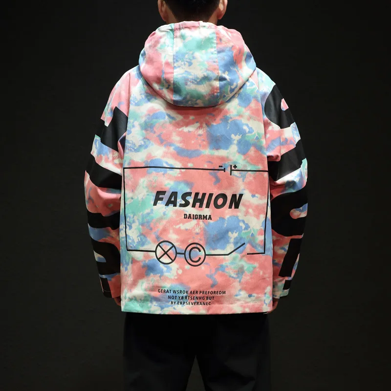 

Spring Autumn Men Casual Camouflage Work Jacket Street Zipper Loose Hoodies Short Coat Pocket College Outerwear Plus Size 5XL
