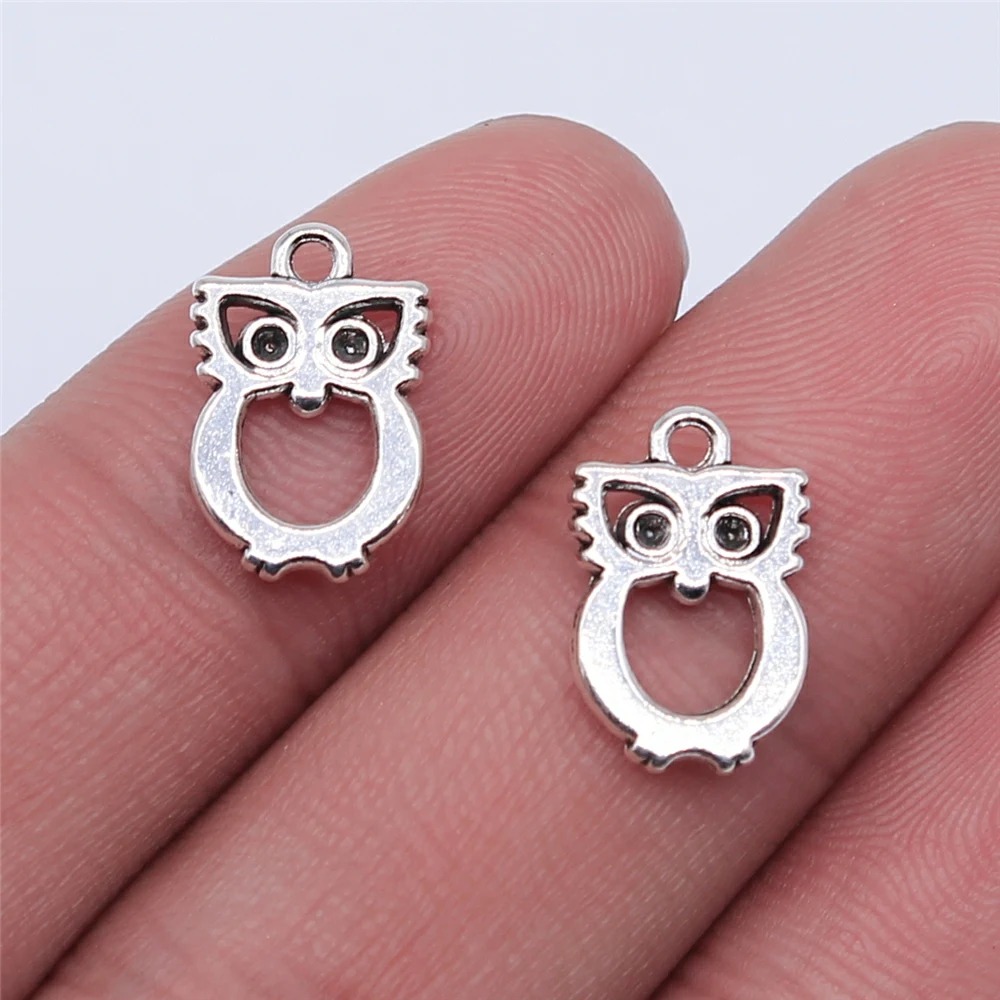 

20pcs 15x10mm Antique Silver Plated Owl Charm Pendant For Jewelry Making DIY Jewelry Findings