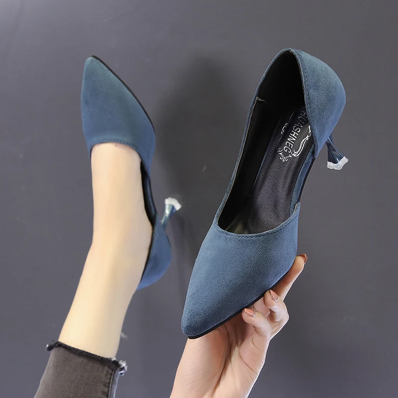 

2020 Fashion New Pumps Women High Heel Frosted Leather Women's Fine Women's Shoes New Pointed Wild Basis Office Shoes W37-49
