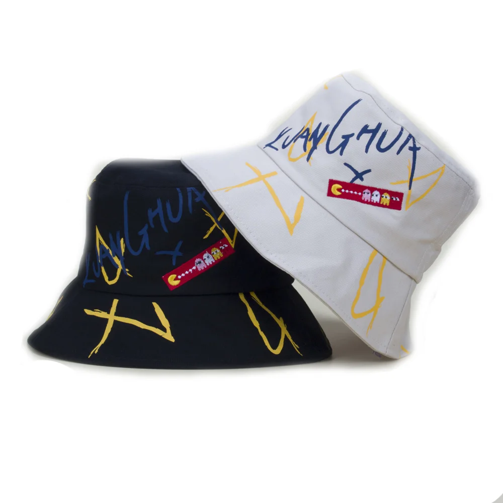 

2021Graffiti Print Sunscreen Bucket Hat Men's Summer Bob Hat Fisherman Cap Outdoor Hiking beaching Sunhat for Men Women Couples