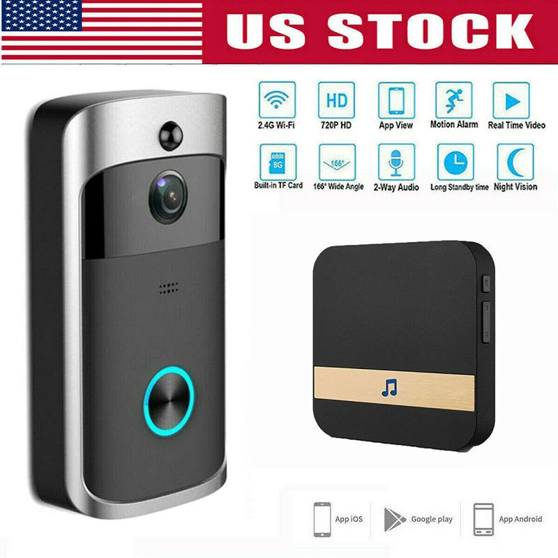 Беспроводной дверной звонок Безопасности Смарт видео интеркомкамера WiFi смарт