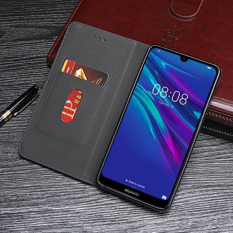 Для Huawei Y6 Pro чехол Роскошный Ретро заклепки Флип Бумажник кожаный чехол для Huawei Y6 Pro телефон чехол Аксессуары