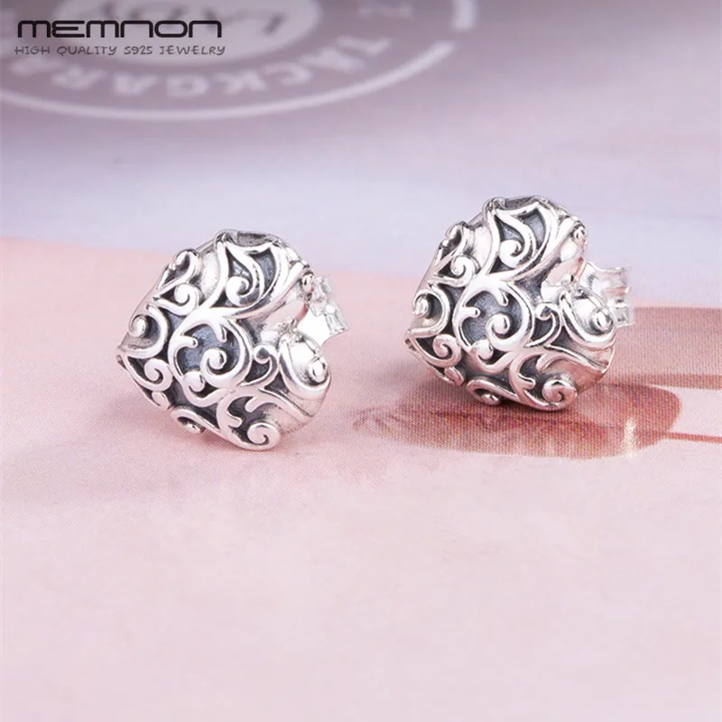 Женские серьги-гвоздики из серебра 2018 пробы с сердечками ювелирные украшения