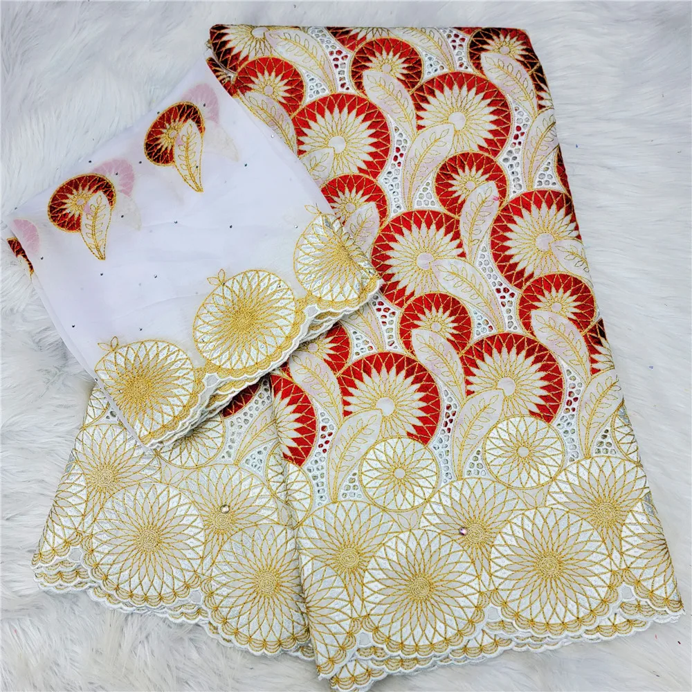 

New Arrival Brocade Fabric 100% Cotton Bazin Riche 2021 Top Quality African Bazin Riche Fabric 5+2 Yards HLC384 (1)