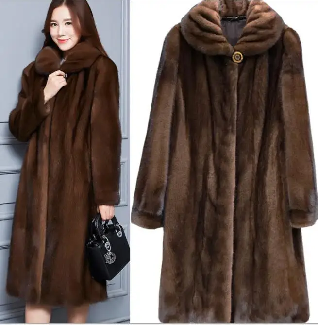 Women long jacket faux fur mink Fur coats winter-fall Casual faux fur coat large Sizes S/6XL Women Imitation fur outerwear