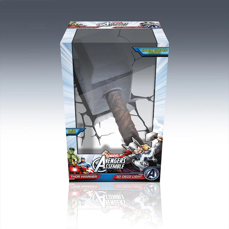 

Acecorner Thor Hammer Lightning Superhero 3D Creative Sticker LED Wall Lamp Marvel Avengers Night Light for Xmas Kids Gift