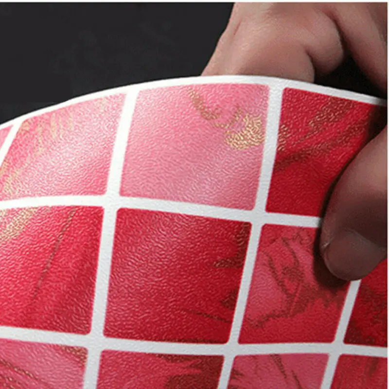 

39"x3.9" Mosaic Wall Stickers Decor Tile Home Kitchen Bathroom Adhesive Red US