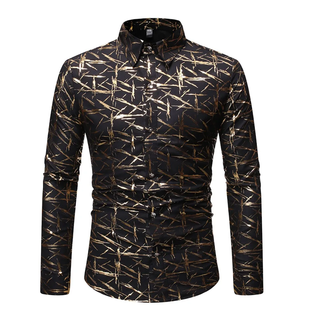 SAGACE роскошная высококачественная мужская позолоченная рубашка на пуговицах с