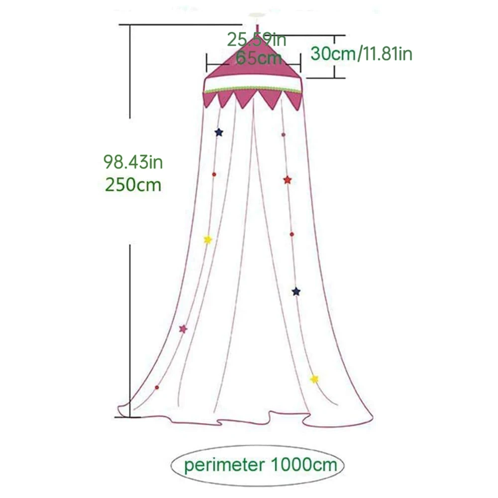 

Bed Canopy Lace Polyester Dome Mosquito Net with Star Decoration Princess Bed Accessories for Girl Pink Room Decoration