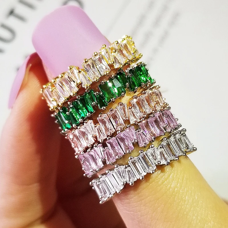 2021 Новое роскошное розовое золото серебряный цвет принцесса Вечность кольцо для