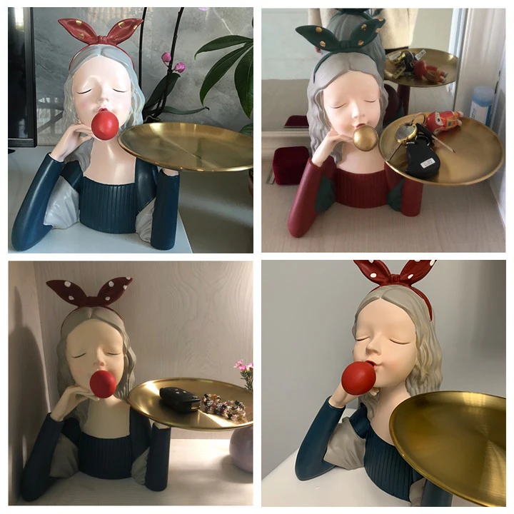 Скандинавский Декор для дома тарелка с фруктами в виде девушки скульптура статуя