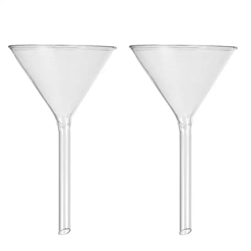 

2pcs 100mm Scientific Glass Filling Funnels Short Stem Glass Triangular Funnel