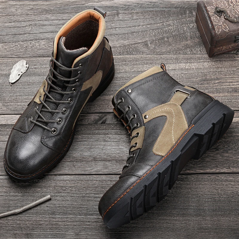 Мужские демисезонные ботинки ботильоны на платформе высокого качества Мужская