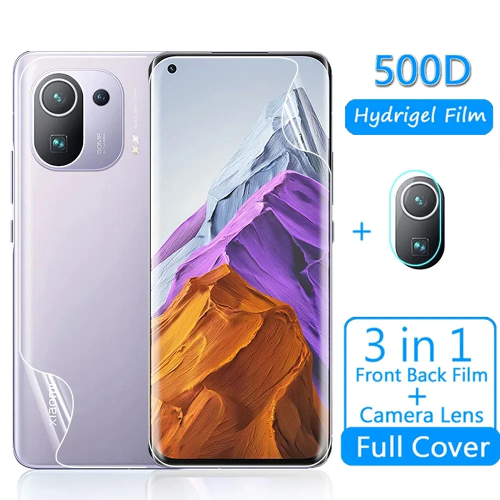 Гидрогелевая пленка 3 в 1 для xiaomi 11 lite ультрапленка объектива камеры защитное