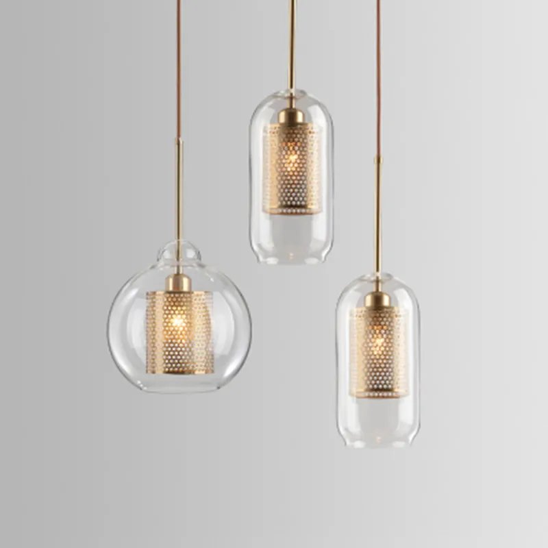 Лофт современный подвесной светильник Стекло мяч кухонный закрепленный