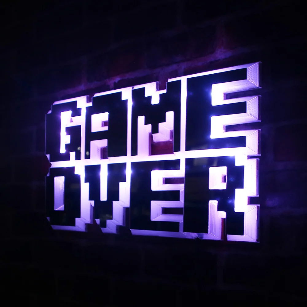 8-Bit Pixel Game Over LED Light Sign Wall Mirror Video Party Lighting Decorations Man Cave Bar Gaming Supplies | Дом и сад