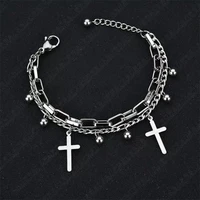 vintage bracelets fashionable and versatile metal double cross pendants multi layered bracelets couples accessories