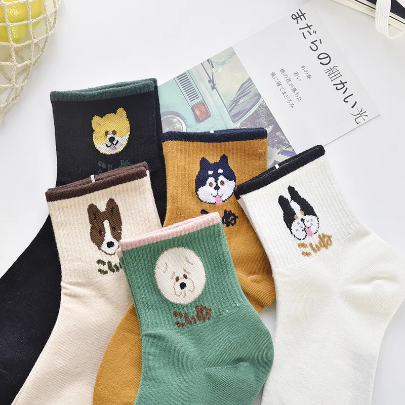 Женские носки в стиле Харадзюку С мультяшными животными Повседневные Удобные