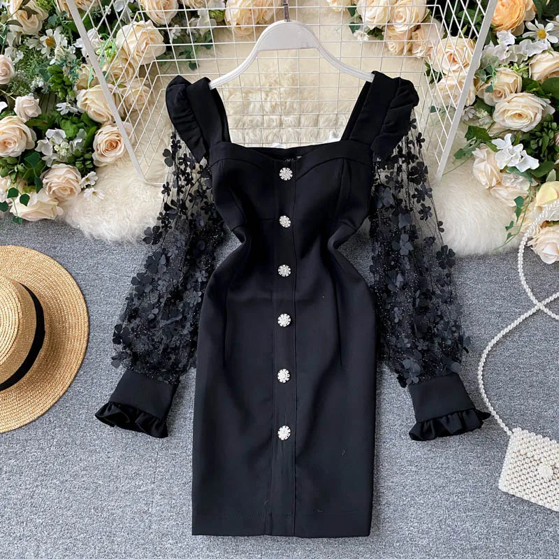 Платье-мини осеннее однотонное с открытой спиной и V-образным вырезом | Женская