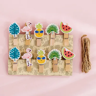 A0582 8/10/12 Pcs Mini Natural Wooden Photo Clips Christmas Snowman Duck Heart Owl shaped Clips Clothespin Craft Decoration Clips Pegs - Цвет: A0582