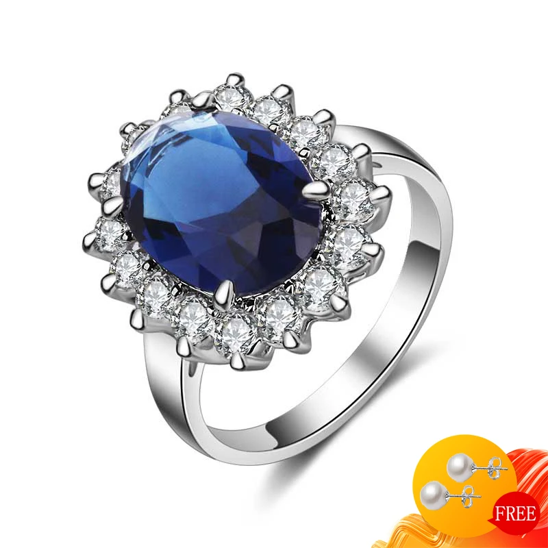 

Charm Rings Silver 925 Jewelry Oval shape Sapphire Zircon Gemstone Finger Ring Ornaments for Women Wedding Engagement Party Gift