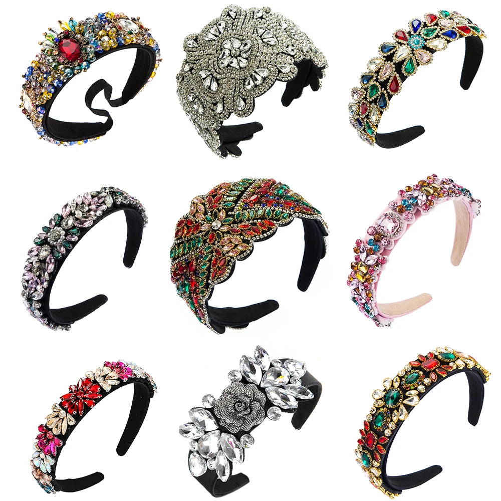 Барокко Стразы с украшением в виде кристаллов и повязка на голову для женщин