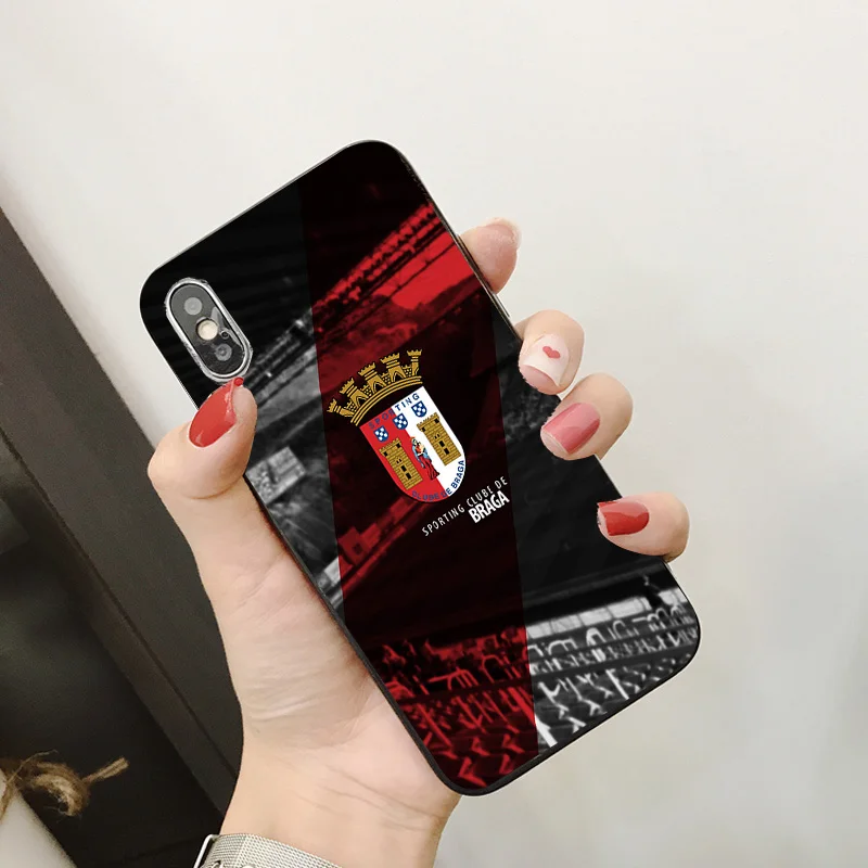 Чехол для телефона спорта Braga FC чехол Iphone DIY Рисунок черный мягкий из ТПУ X XR XS MAX 7 8