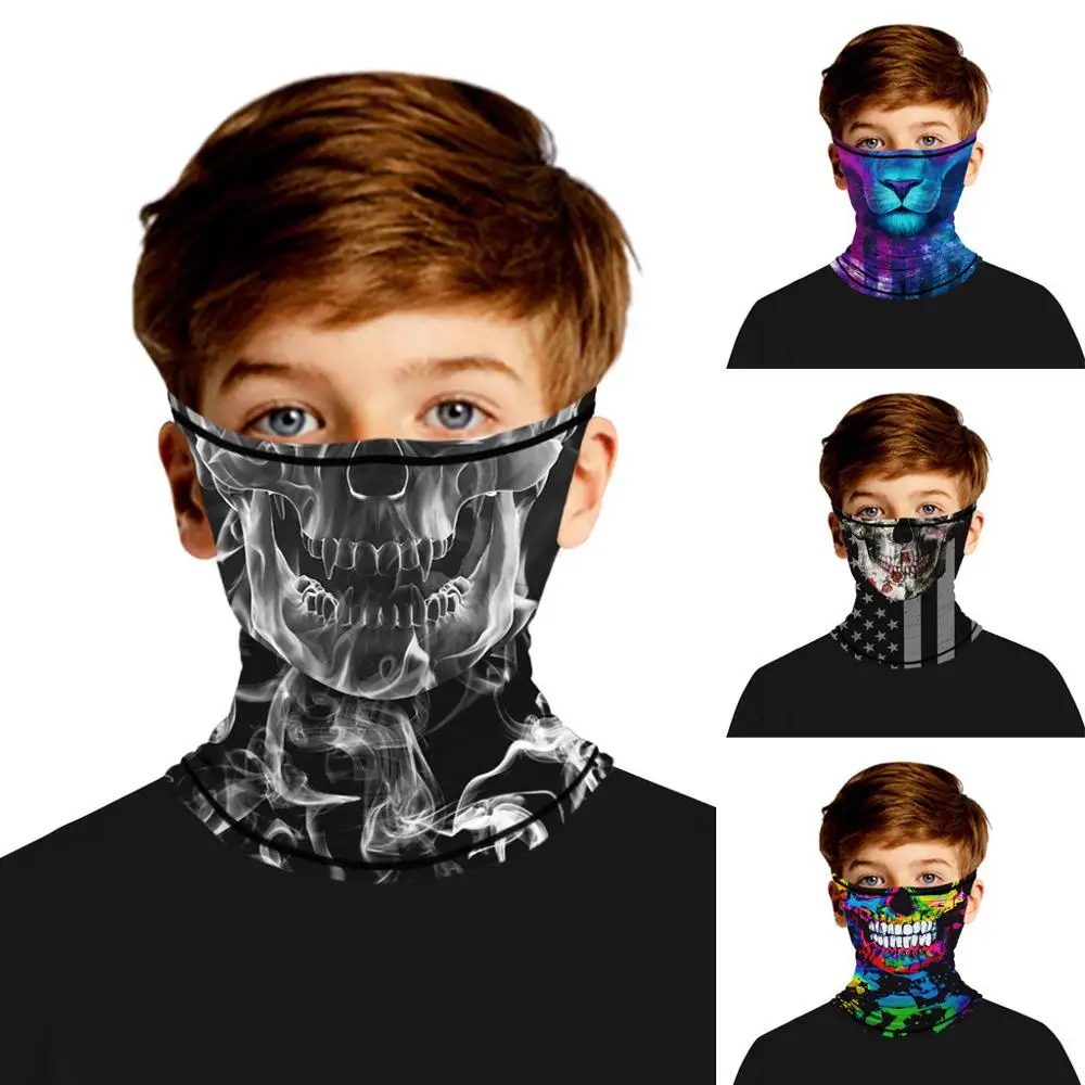 Детская маска для лица с принтом бесшовная ушей спортивный шарф многоразовая