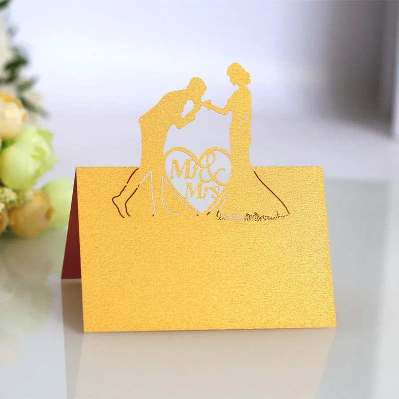 Новинка 100 шт. белые влюбленные любовь свадебное сиденье карта пустотелая вход в