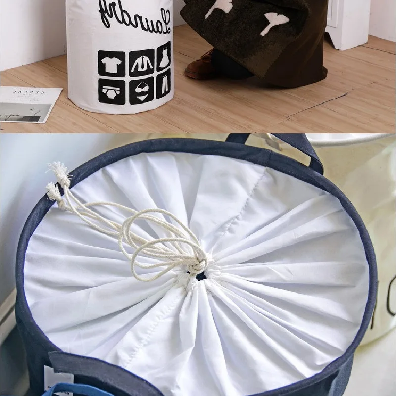 Складные корзины для белья Хлопковый мешок на шнурке пыленепроницаемый высокая