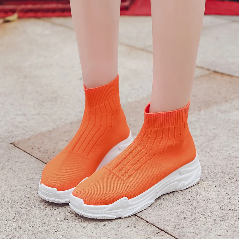 Женская обувь без шнуровки на платформе Повседневные кроссовки с высоким берцем