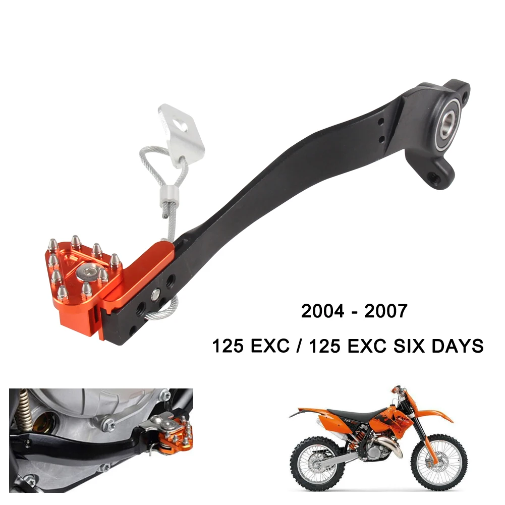 

For KTM SIX EXC125 DAYS 2 Stroke Enduro Motorcycle Dirt Bike 2004 2005 2006 2007 CNC Rear Brake Pedal Arm Lever With Brake Saver