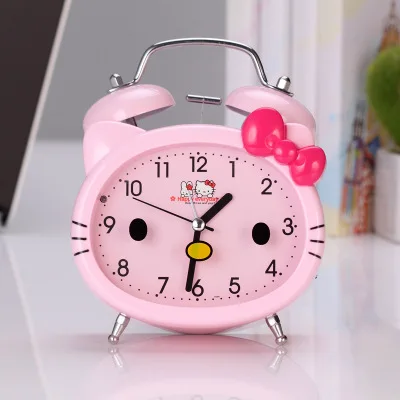 3 3 дюймов мультфильм рисунок «Hello Kitty» пары Колокольчик металлический немой подсветкой будильник для студента, детская одежда с «hello kitty» Часы с котами - Цвет: 3