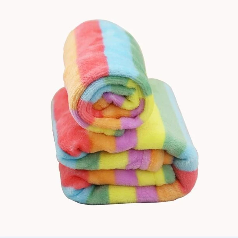 2022 Warm Winter Use Dog Blanket Fleece Soft Touch Rainbow Colorful Large Size Cat Sleeping Blankets Quilt Pets Supplier | Дом и сад